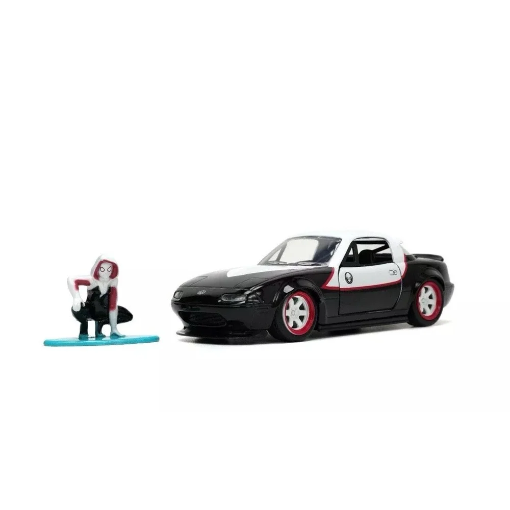 Jada 1:32 Hollywood Rides Spider Man Ghost Spider & 1990 Mazda Miata 33662 New